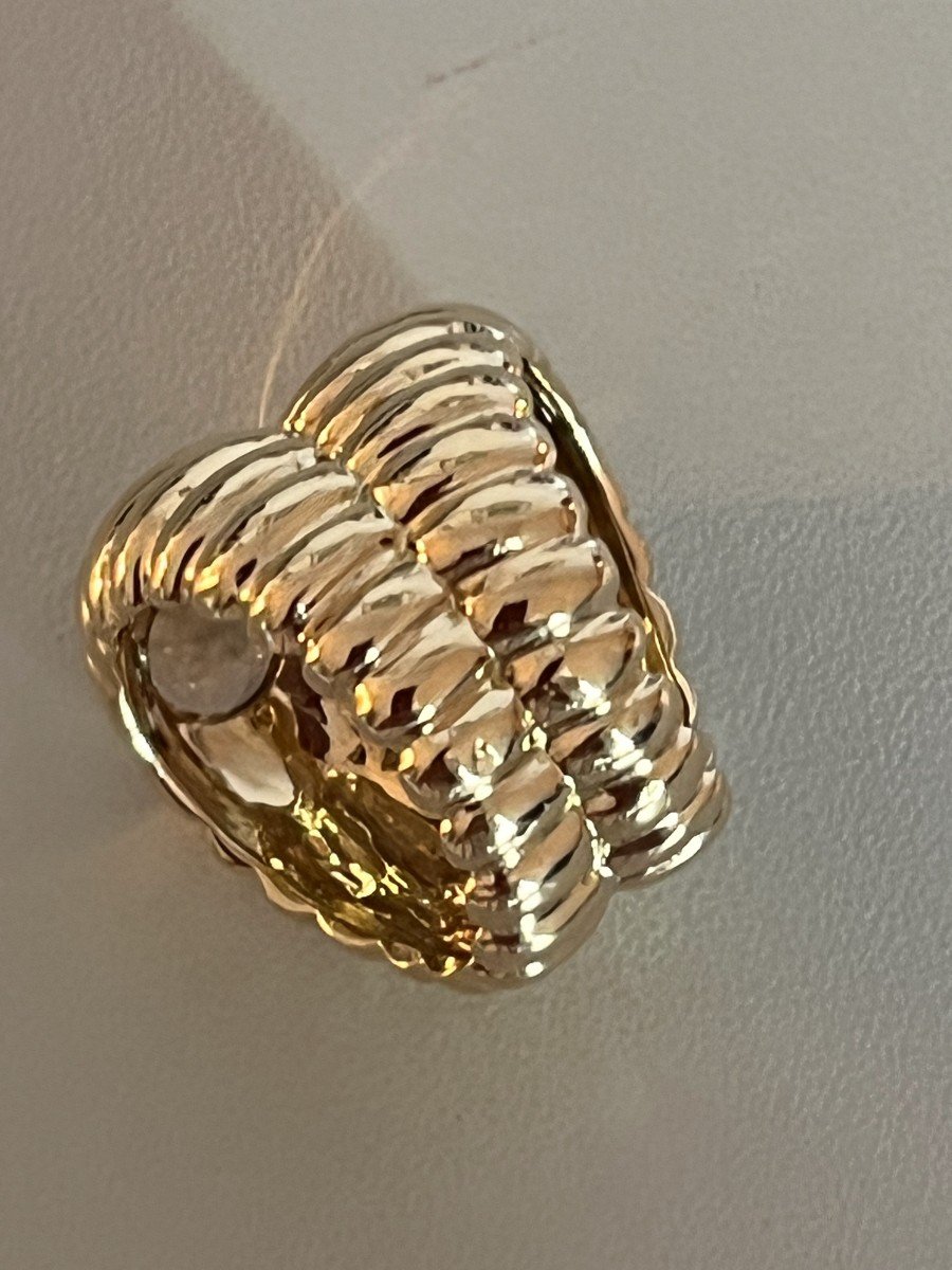 5791- Godronnée Ring Yellow Gold Natural Zircon Morganite-photo-3