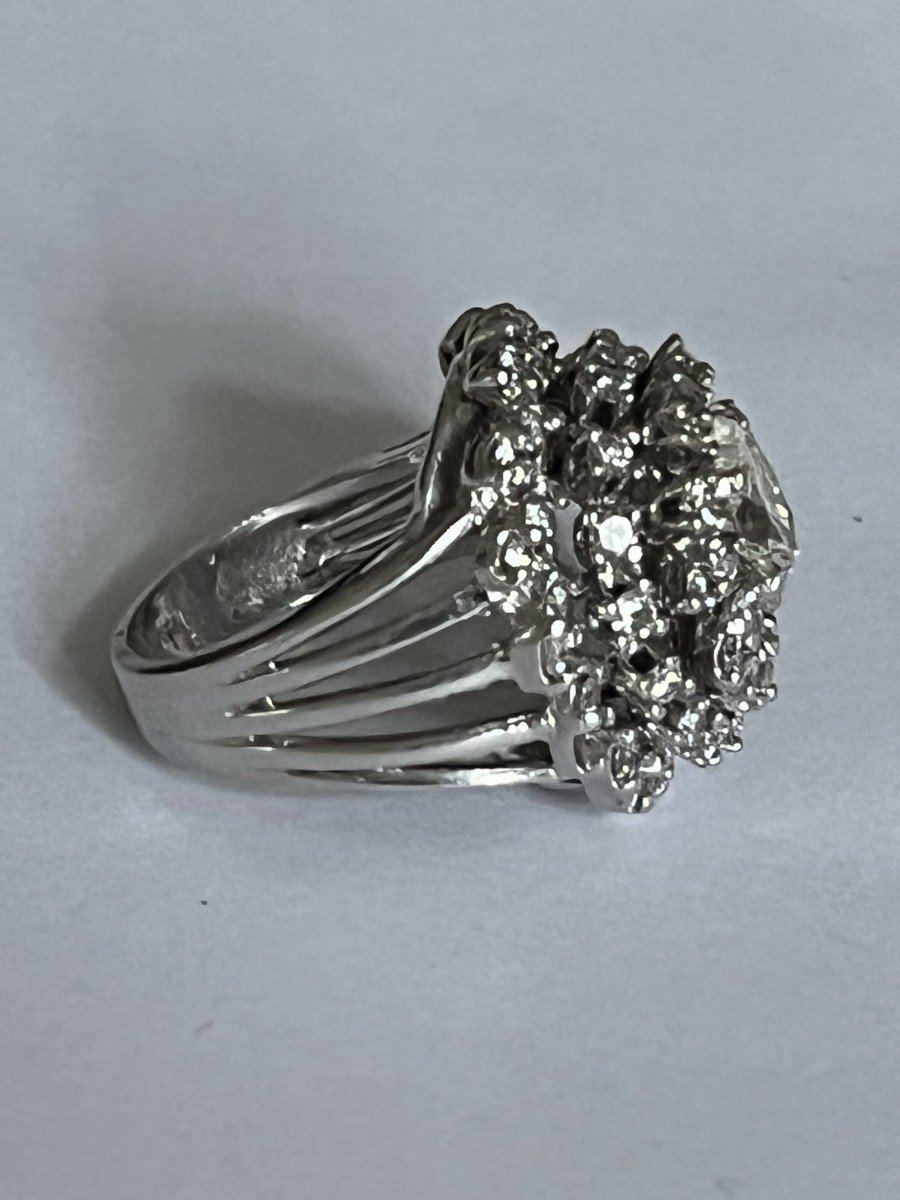 6003- Bague Dôme Or Gris Diamants 2,00 Ct-photo-3