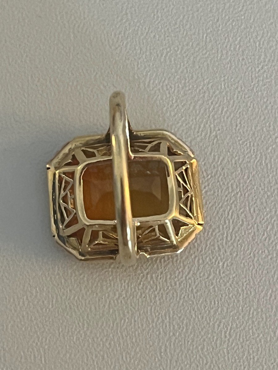 6013- Bague Or Jaune Citrine Madère Années 1950-photo-1