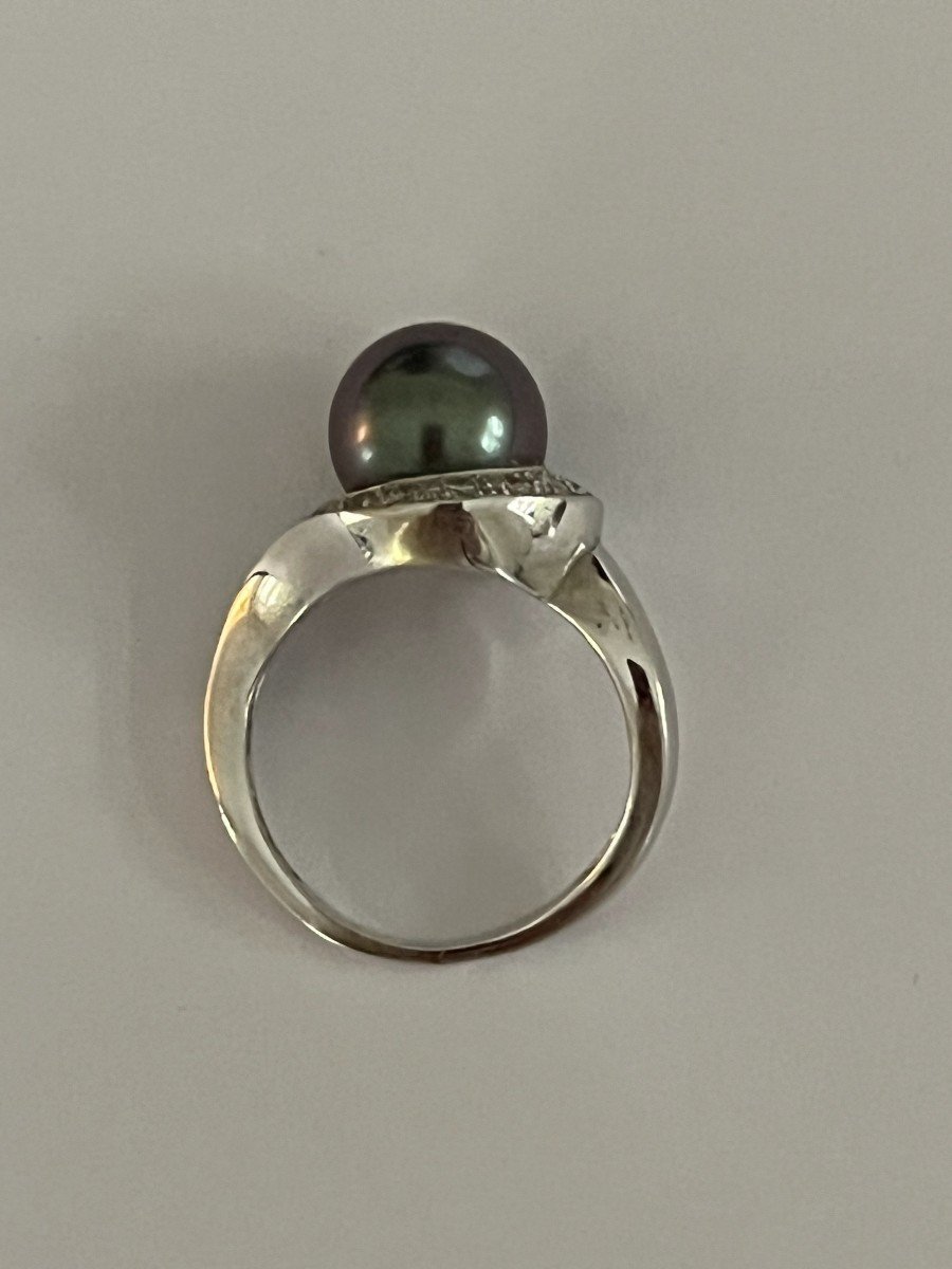 6062- Tahitian Pearl Diamonds White Gold Ring-photo-3