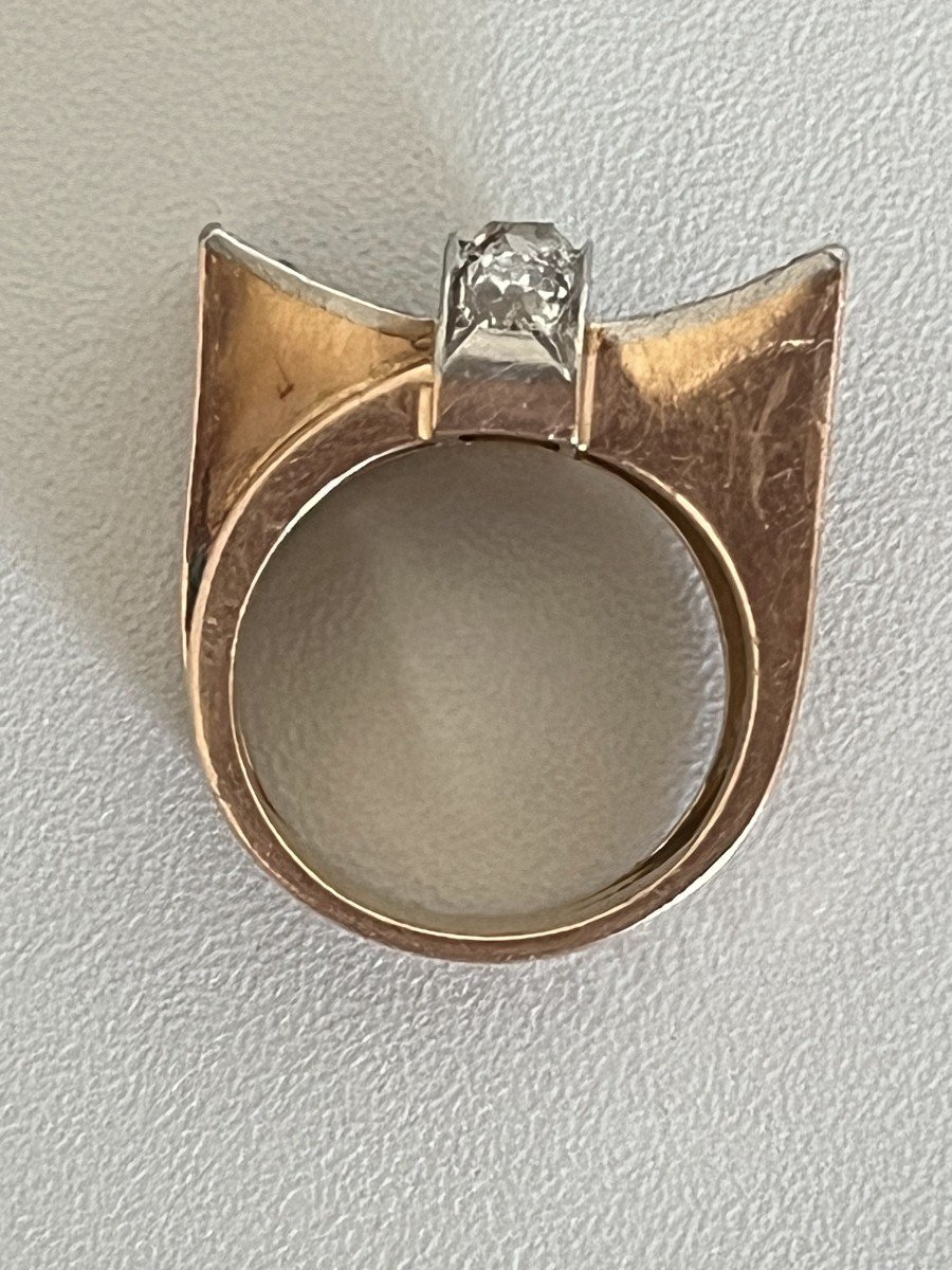 6168- Bague Tank Or Jaune Diamants 1,00 Ct-photo-4