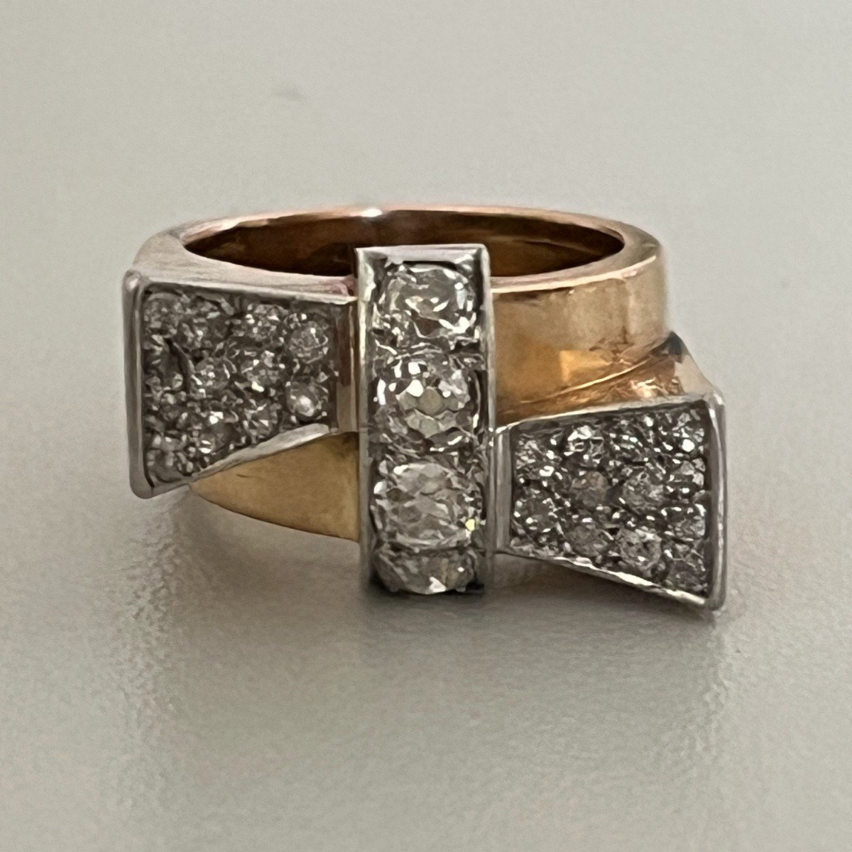 6168- Bague Tank Or Jaune Diamants 1,00 Ct