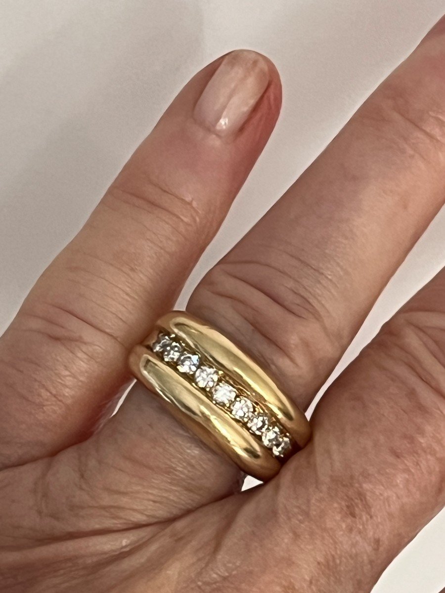 6165- Bague Jonc Or Jaune Diamants-photo-2