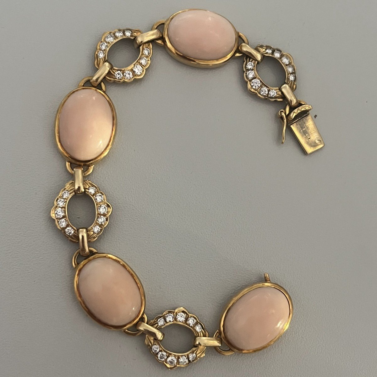 6230- Yellow Gold Coral Diamond Bracelet
