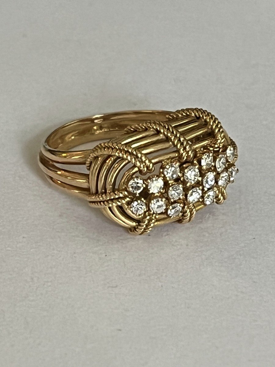 5661- Important Yellow Gold Diamond Wire Ring-photo-4