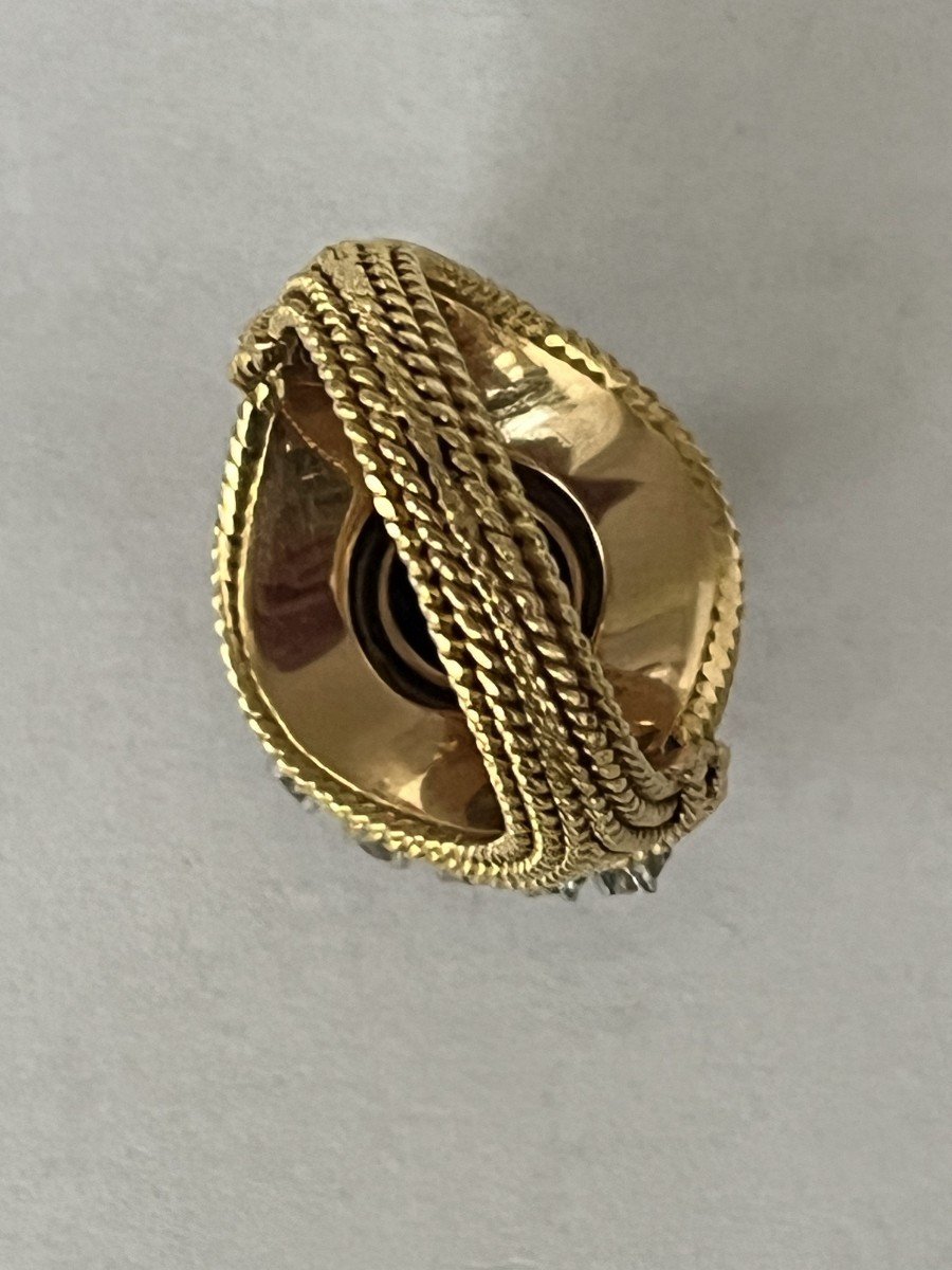 6237- Bague Boule Or Jaune Améthyste Diamants Années 1950-photo-2