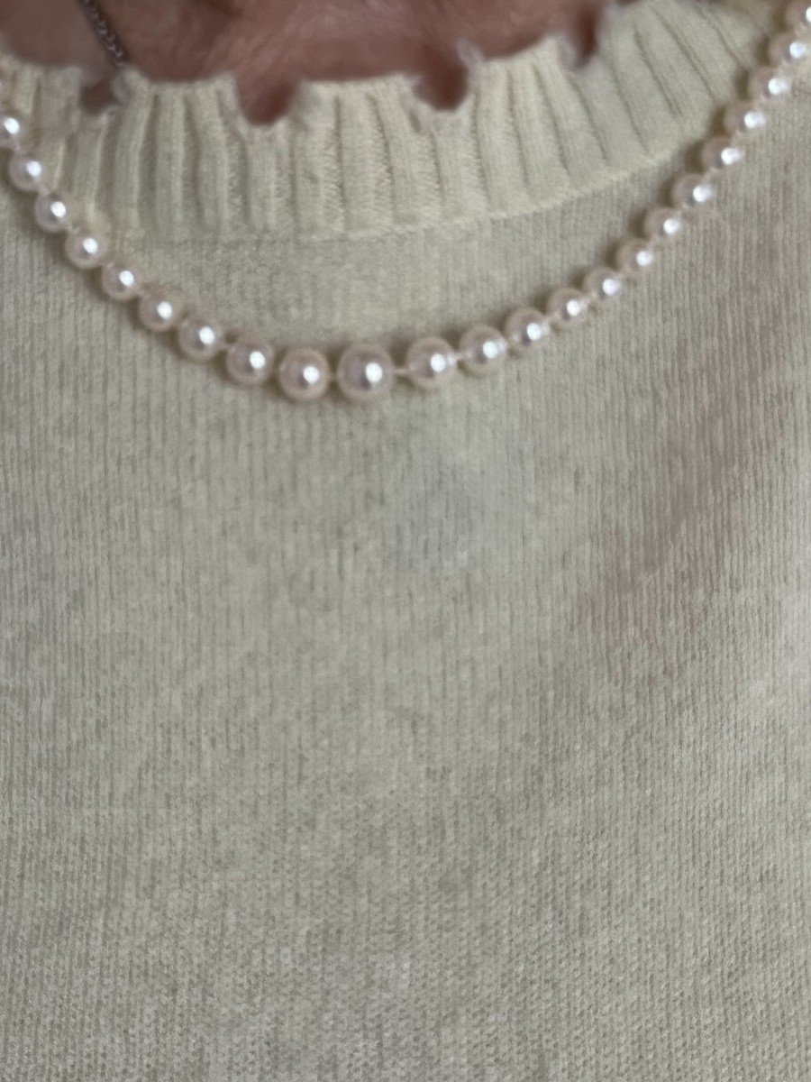 6243- Collier Perles Akoya Fermoir Platine Diamants-photo-2