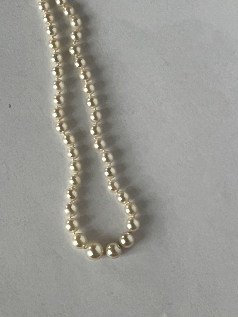 6243- Collier Perles Akoya Fermoir Platine Diamants-photo-3