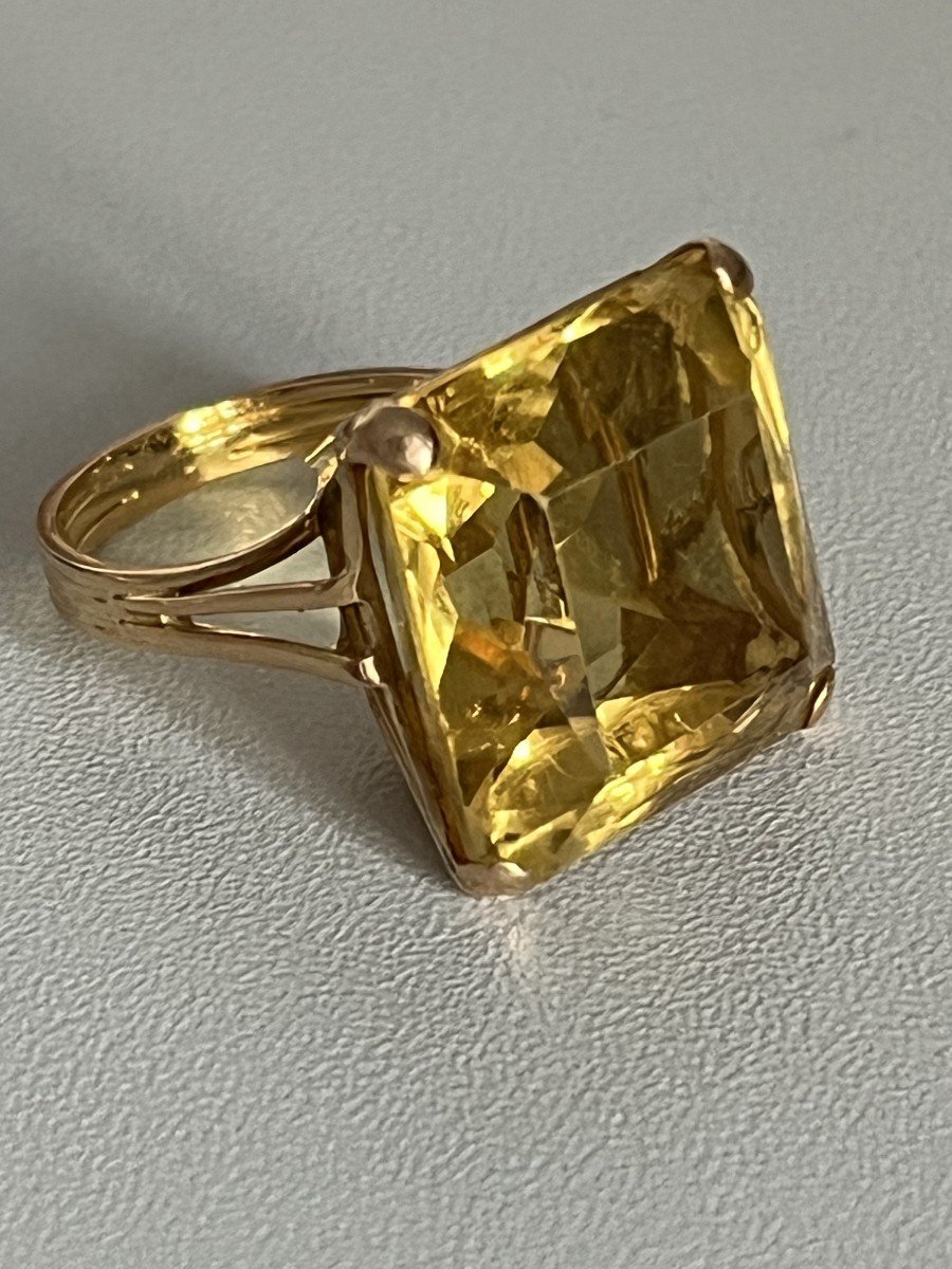 6282- Yellow Gold Citrine Cocktail Ring-photo-1