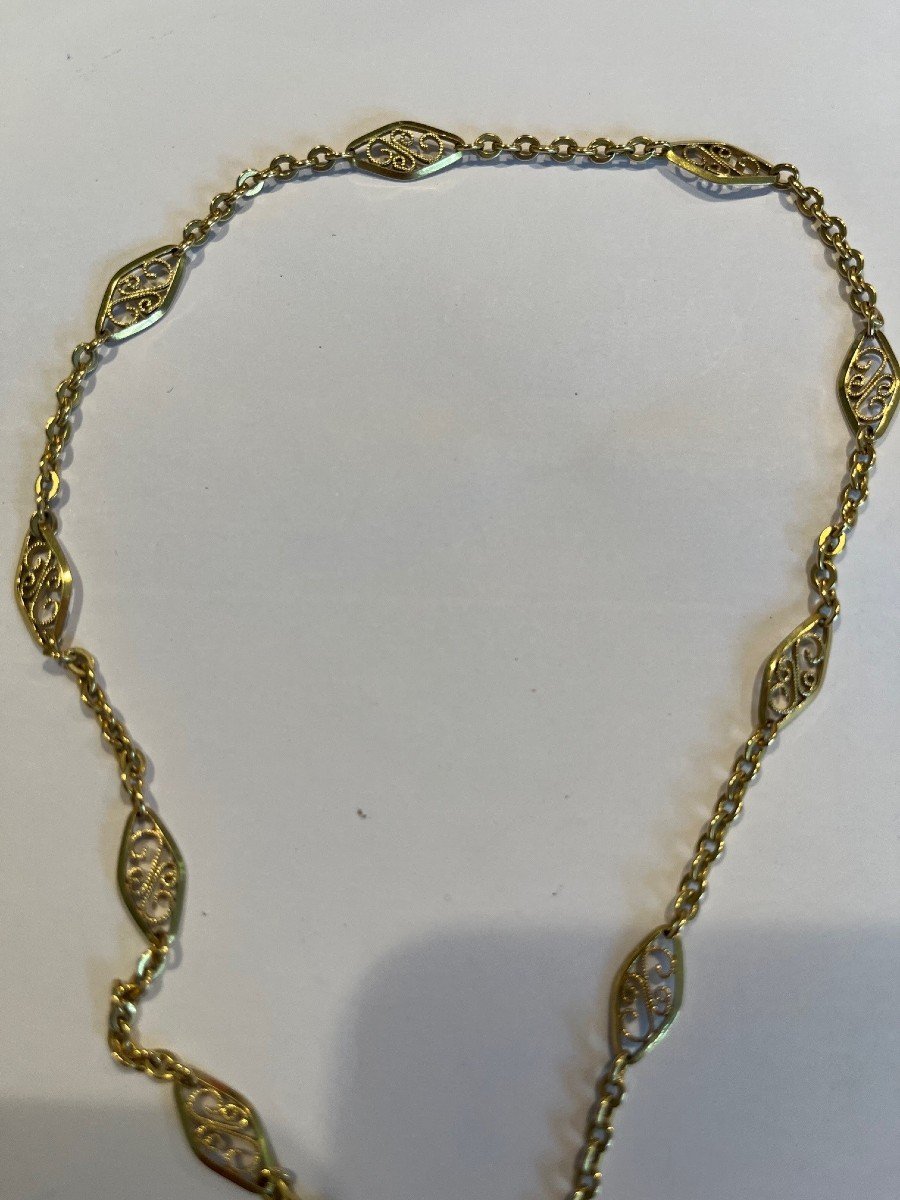 4133- Filigree Yellow Gold Necklace 40 Cm