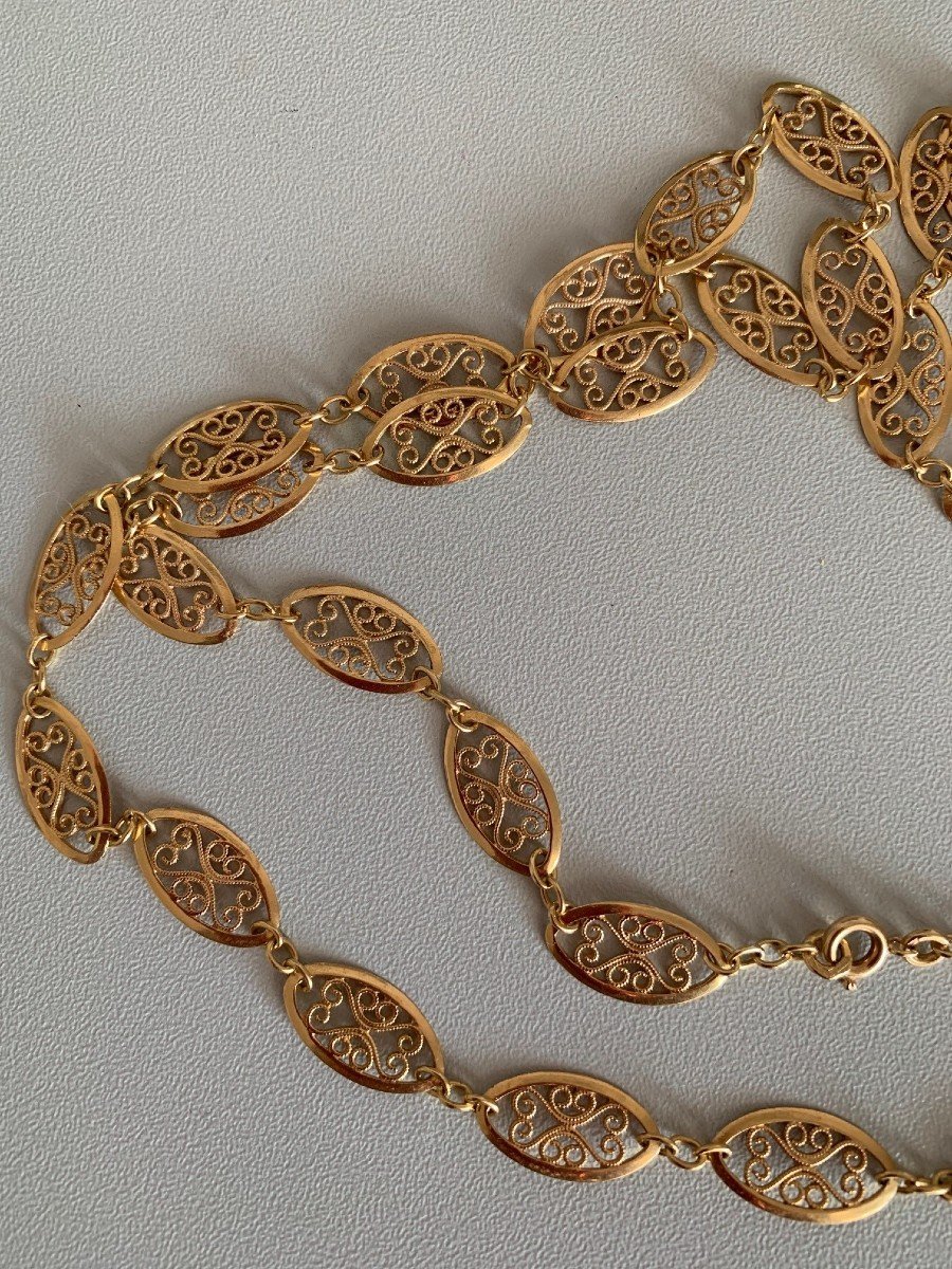 2926- Collier Sautoir Or Jaune Filigrané 80 Cm-photo-1
