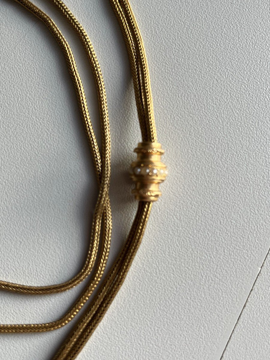 3795- Collier Sautoir Or Jaune Nœud Coulan Diamants-photo-2