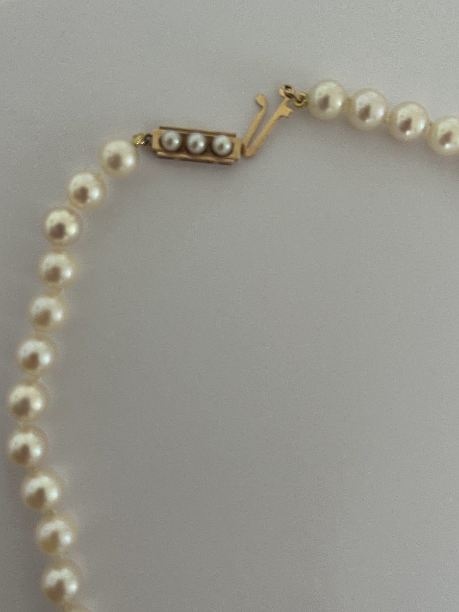 5482- Akoya Cultured Pearl Necklace Yellow Gold Clasp Pearls-photo-2