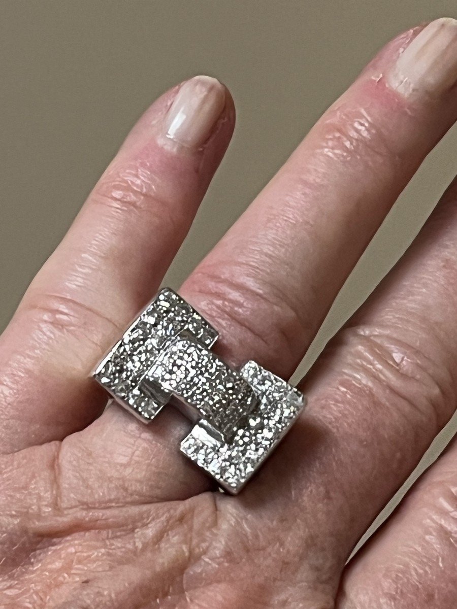 6361- Tank Ring In White Gold And Diamonds-photo-2