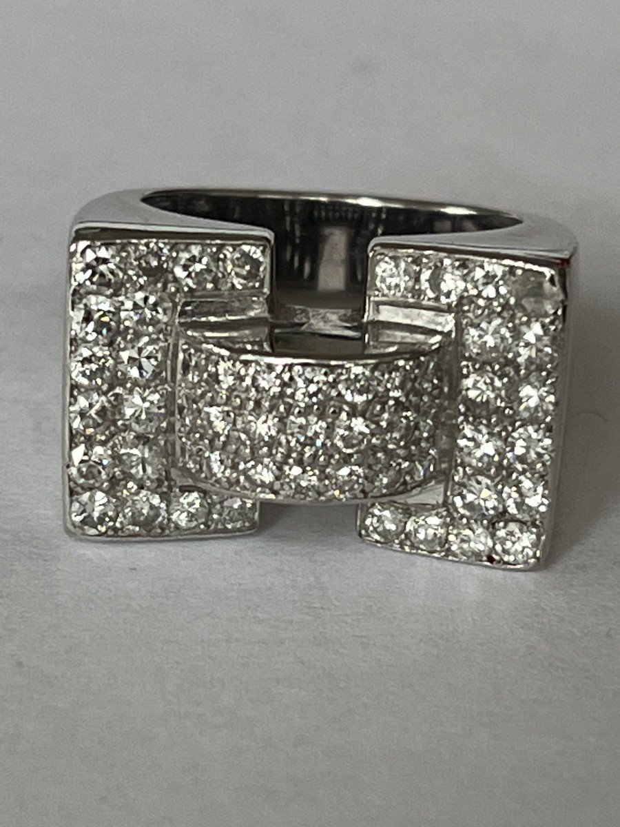 6361- Tank Ring In White Gold And Diamonds-photo-3