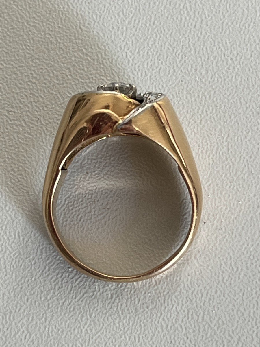 6080- Yellow Gold Tourbillon Ring With Diamonds (0.40 Ct In The Center)-photo-3