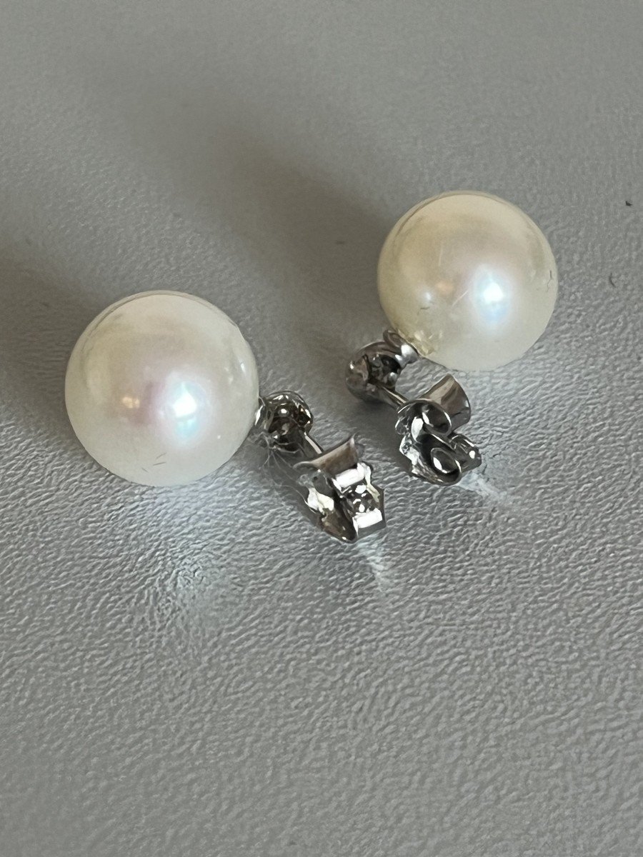 6387- Boucles d'Oreilles Perles Akoya Diamants-photo-2