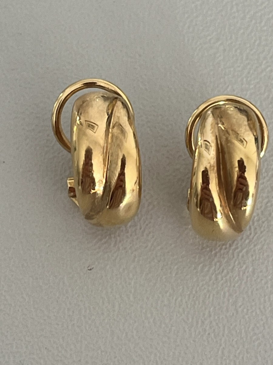 6384- Boucles d'Oreilles Doubles Créoles Bombées Or Jaune