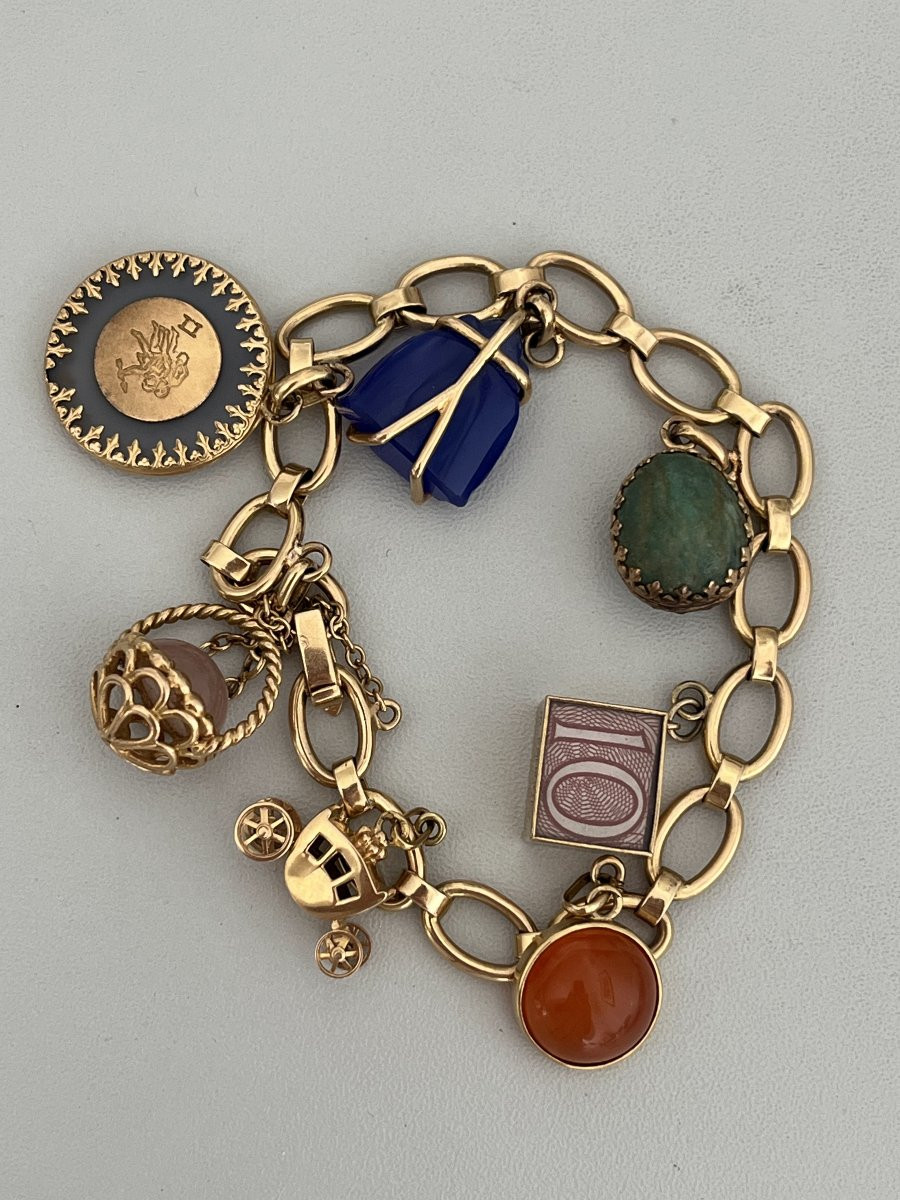 5477- Bracelet Breloques Or Jaune Pierres Dures-photo-3
