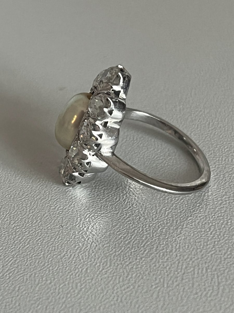 4768- Pompadour Fine Pearl Diamond Ring-photo-2