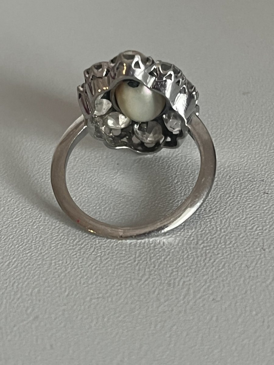4768- Pompadour Fine Pearl Diamond Ring-photo-3