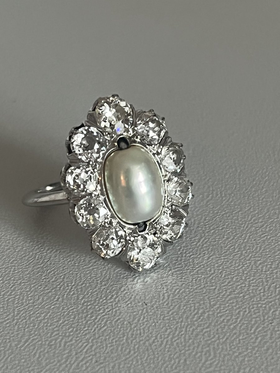4768- Pompadour Fine Pearl Diamond Ring-photo-4