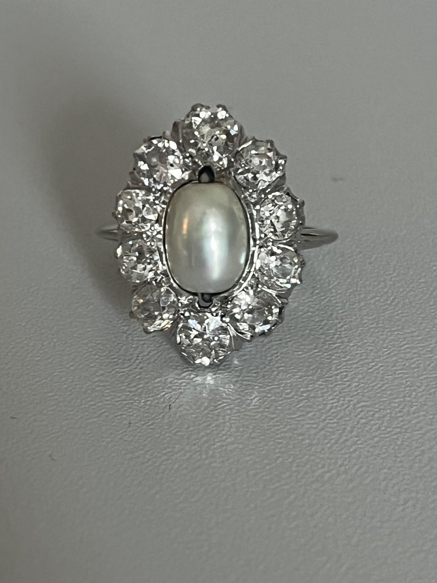 4768- Pompadour Fine Pearl Diamond Ring-photo-1