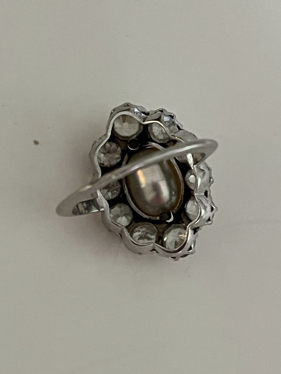 4768- Pompadour Fine Pearl Diamond Ring-photo-4