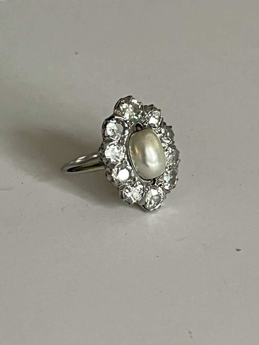 4768- Pompadour Fine Pearl Diamond Ring-photo-5