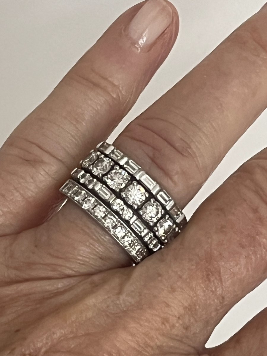 6380-white Gold Diamond Band Ring-photo-2