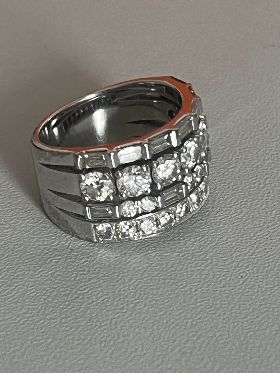 6380-white Gold Diamond Band Ring-photo-4