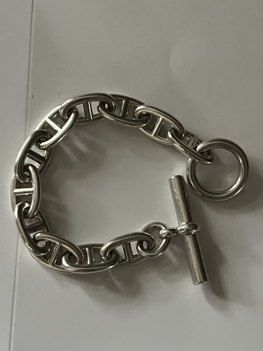 6409-hermès "anchor Chain" Bracelet Silver 101 G