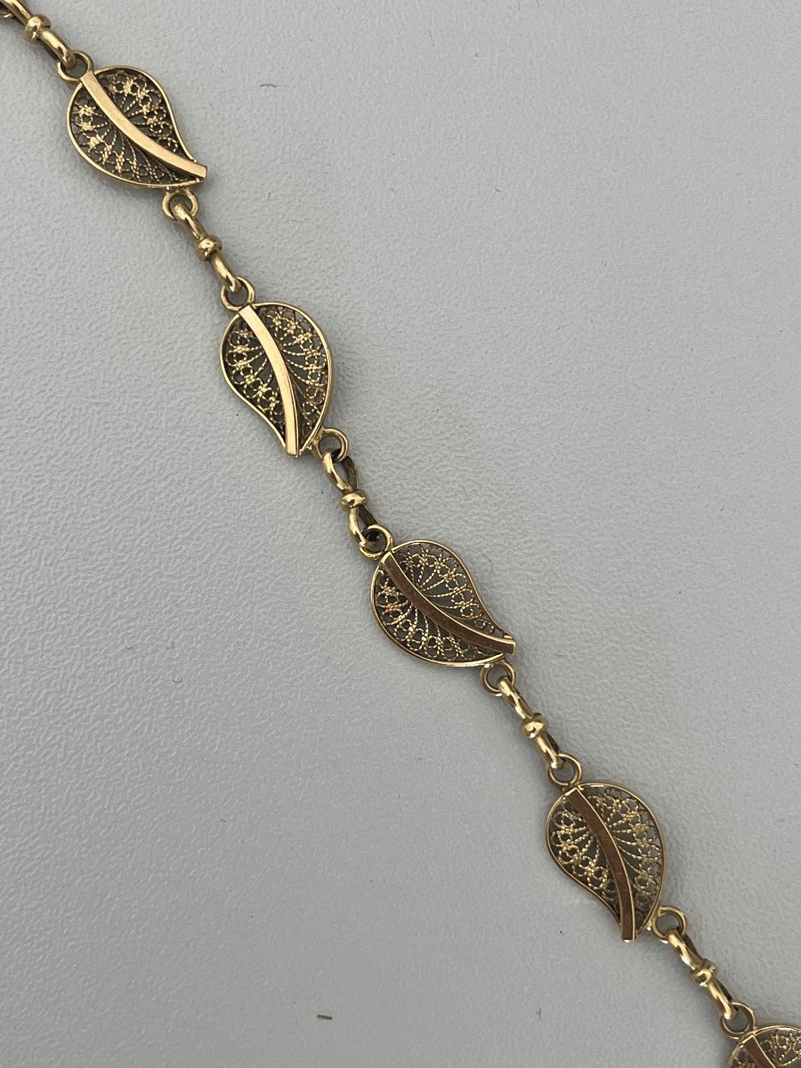 6433- Antique Yellow Gold Filigree Bracelet-photo-3