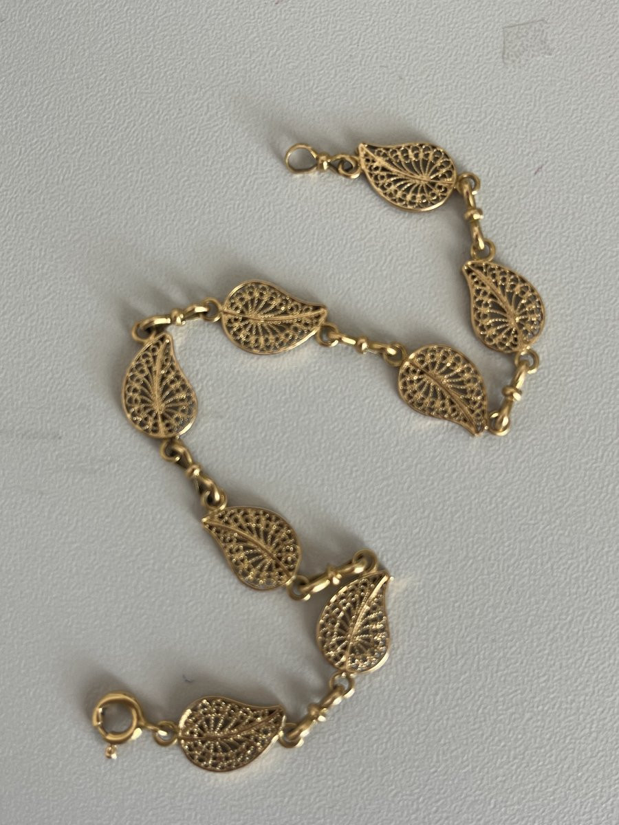 6433- Antique Yellow Gold Filigree Bracelet-photo-4