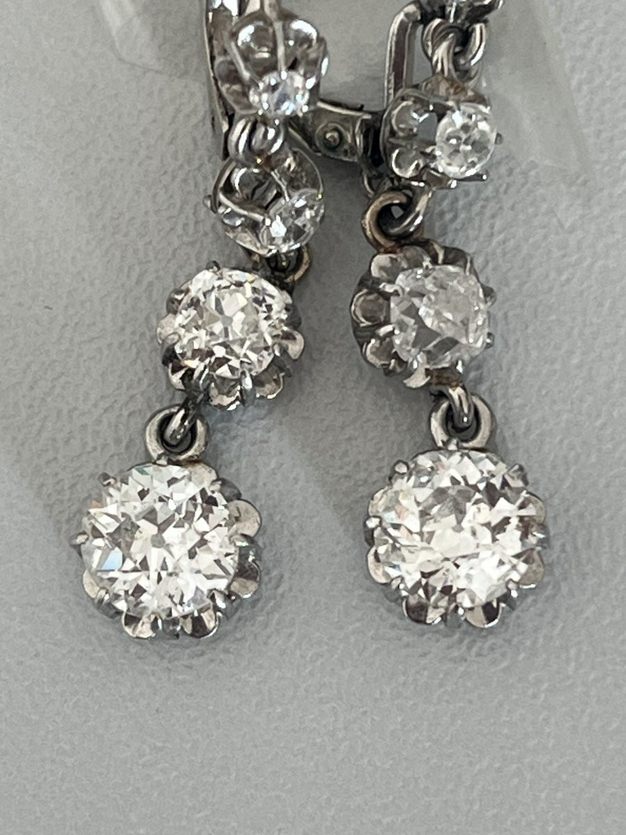 6498- Boucles d'Oreilles Pendants Platine Diamants 2,00 Ct-photo-3