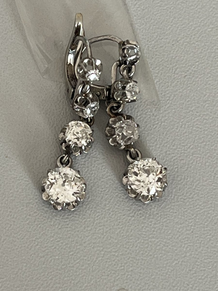 6498- Boucles d'Oreilles Pendants Platine Diamants 2,00 Ct-photo-4