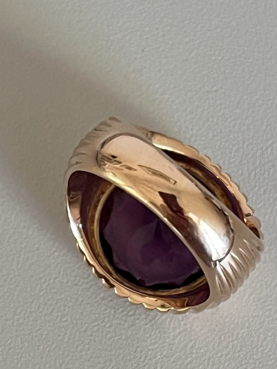 6424- 8 Ct Rose Gold Amethyst Ball Ring-photo-3