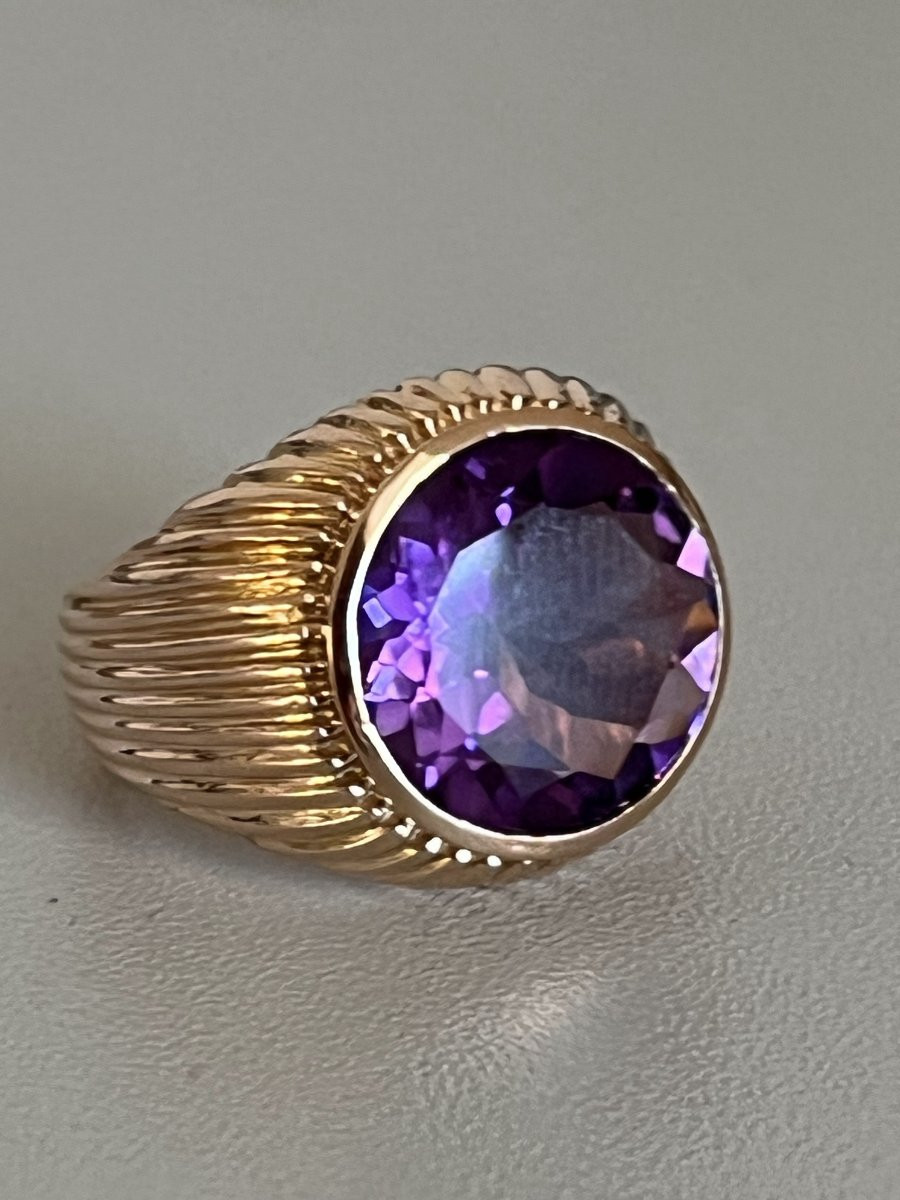 6424- 8 Ct Rose Gold Amethyst Ball Ring-photo-2