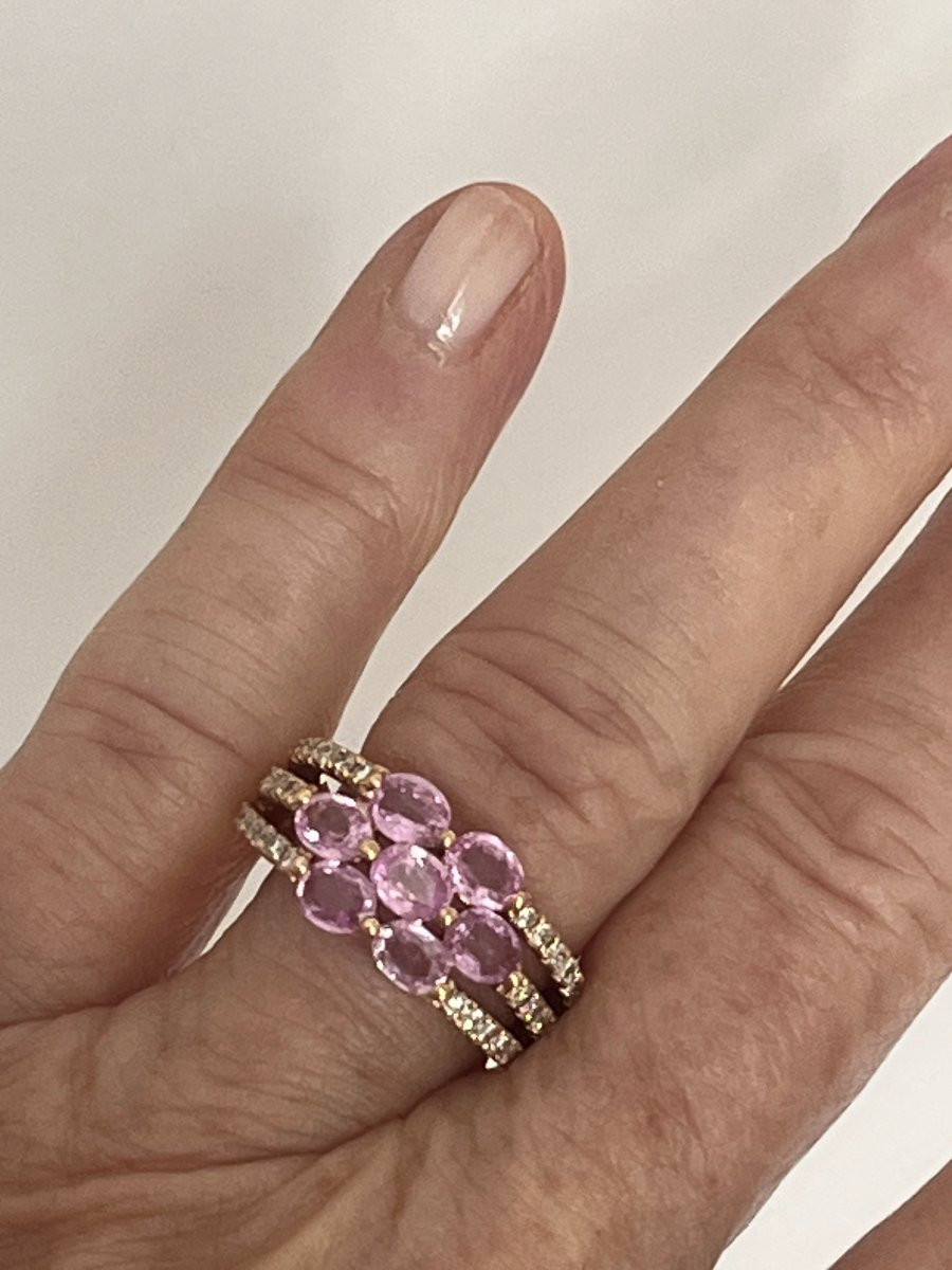 6446- Rose Gold Bandeau Ring With Pink Sapphires-photo-2