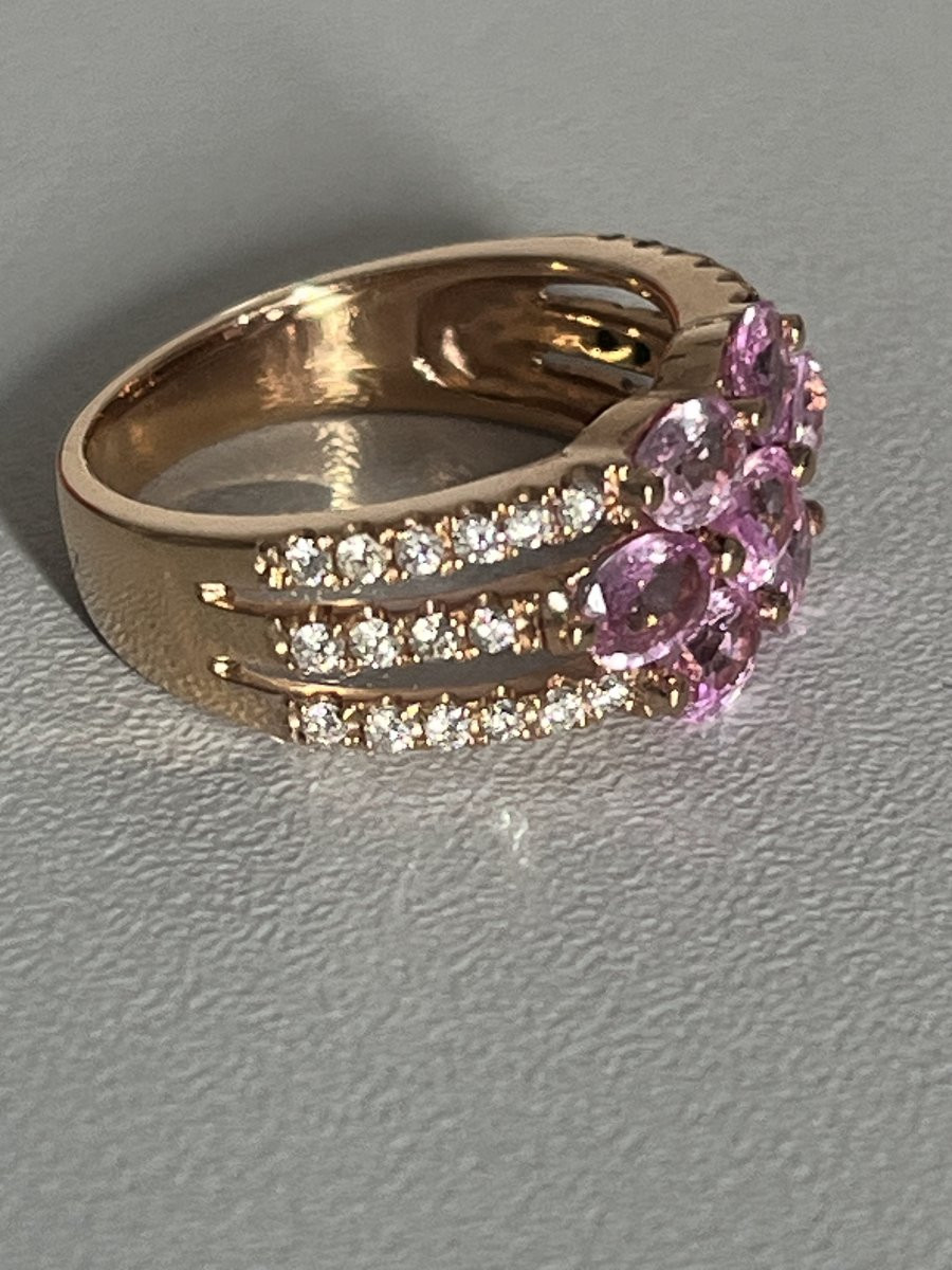 6446- Rose Gold Bandeau Ring With Pink Sapphires-photo-3