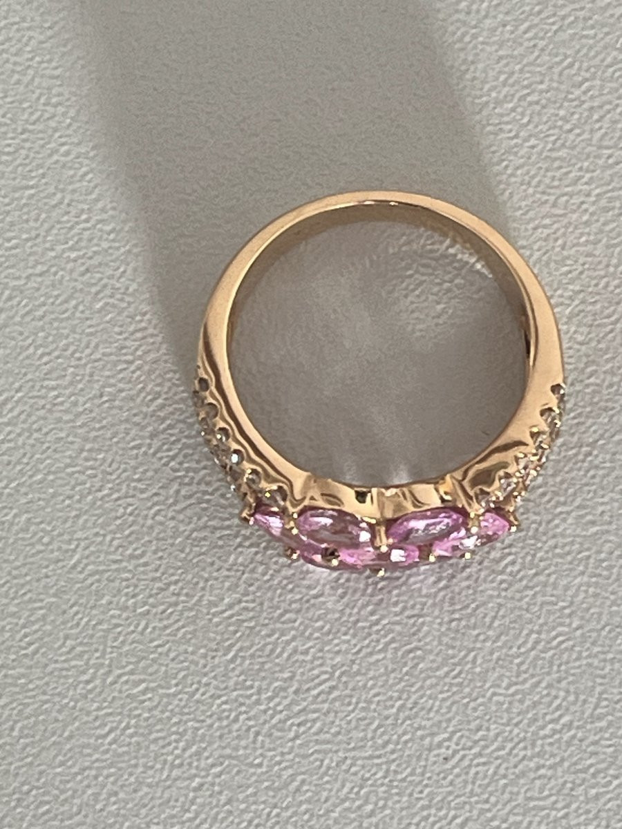 6446- Rose Gold Bandeau Ring With Pink Sapphires-photo-4