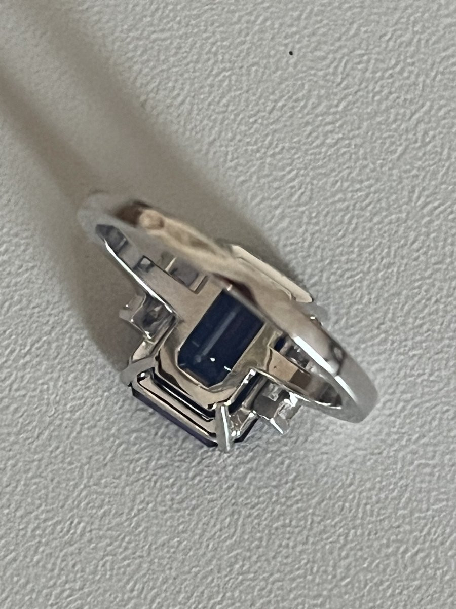 6510- Bague Or Gris Superbe Tanzanite 4,78 Ct Diamants-photo-4