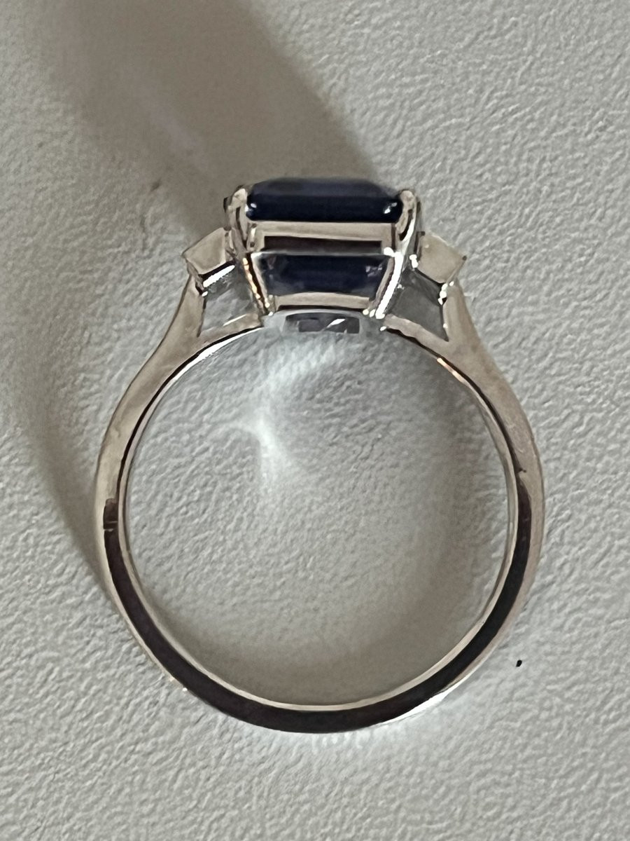 6510- Bague Or Gris Superbe Tanzanite 4,78 Ct Diamants-photo-1