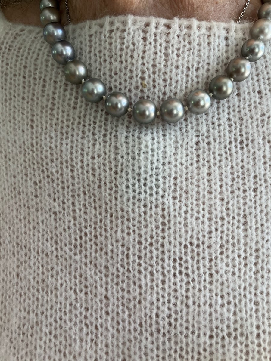 6523- Tahitian Pearl Necklace With White Gold Clasp-photo-2