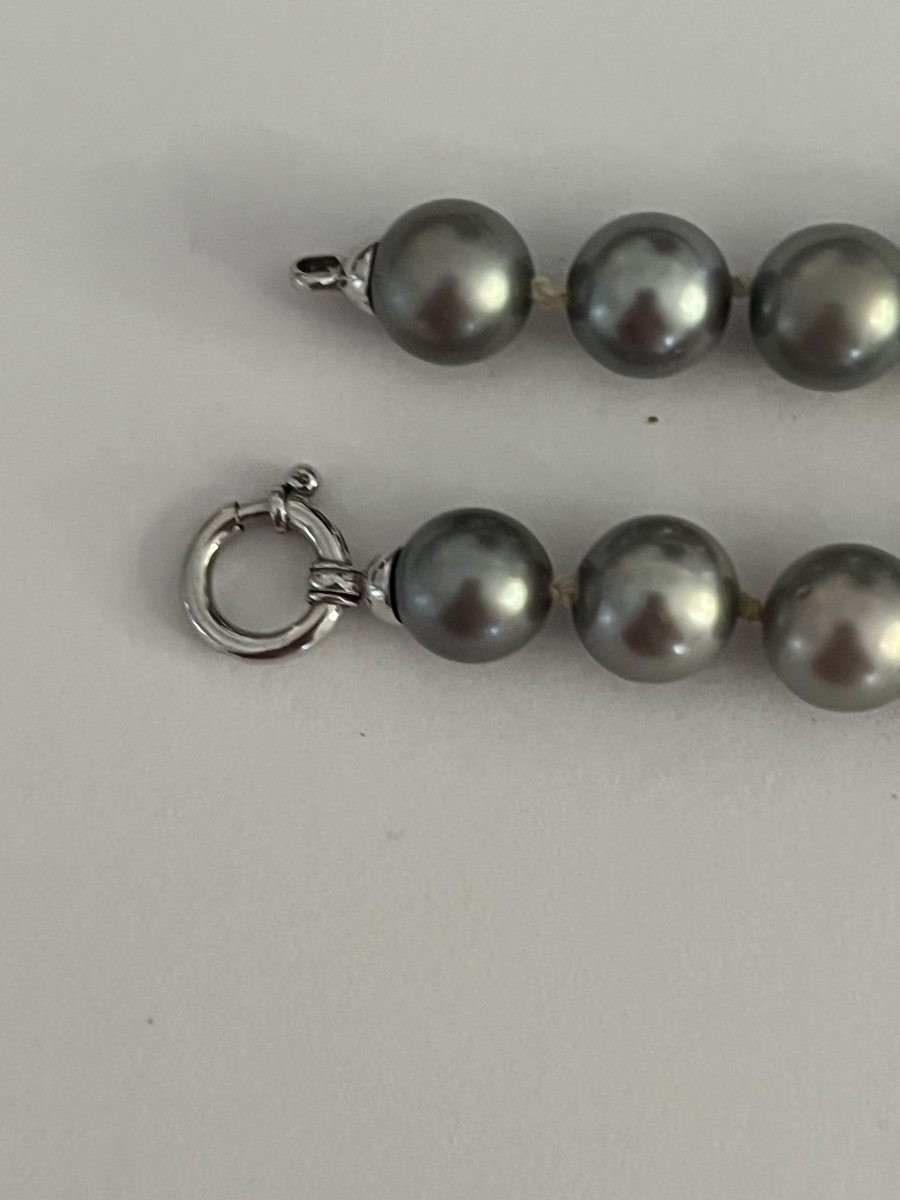 6523- Tahitian Pearl Necklace With White Gold Clasp-photo-3