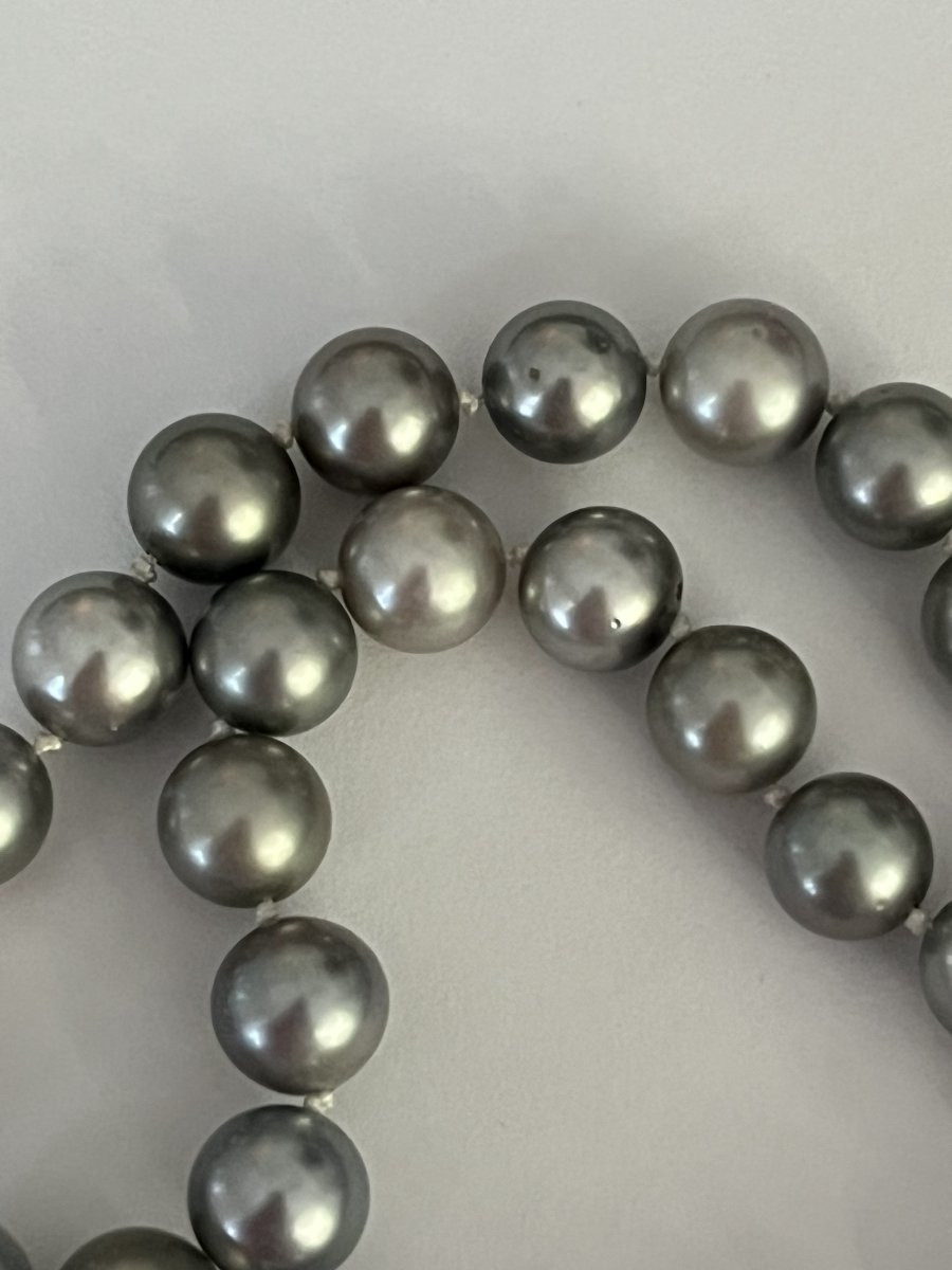 6523- Tahitian Pearl Necklace With White Gold Clasp-photo-4