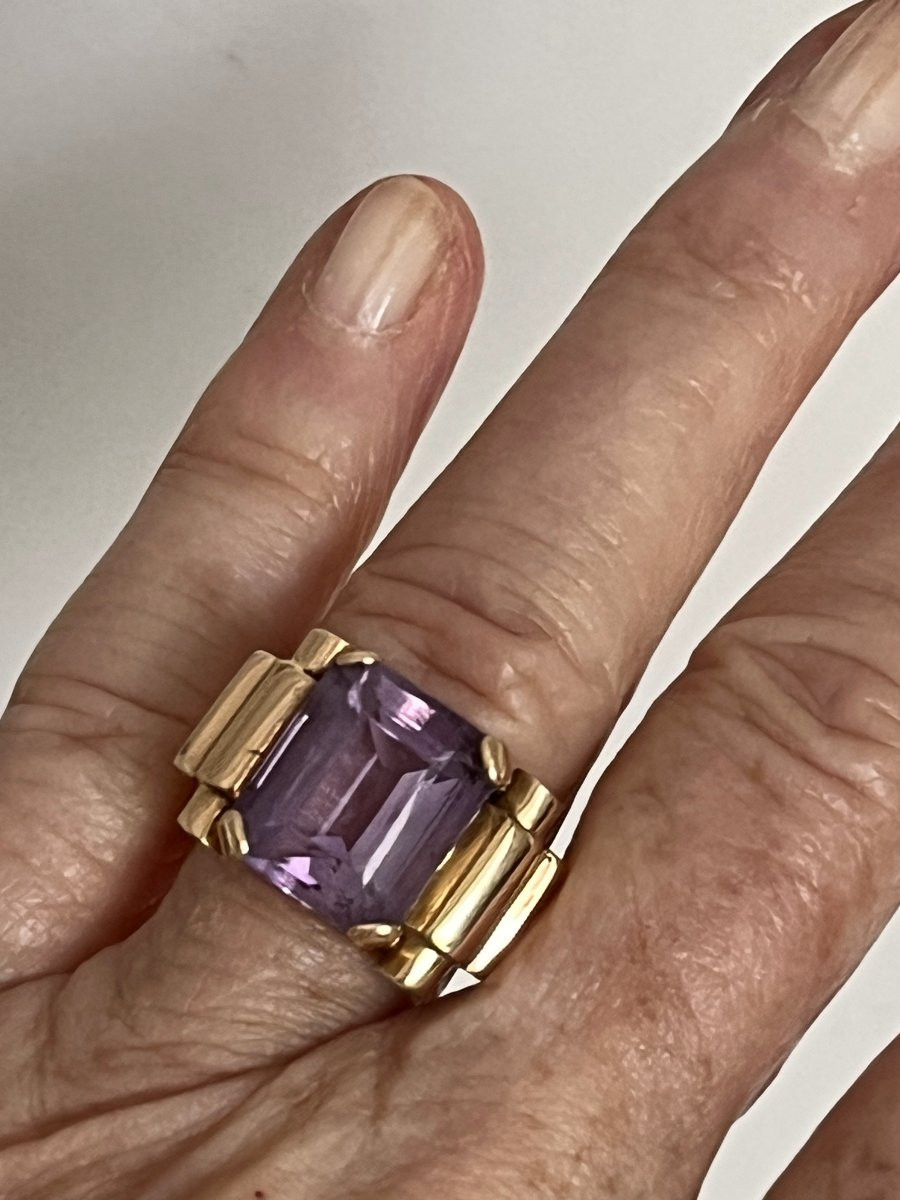 6538- Bague Tank Or Jaune Améthyste-photo-2