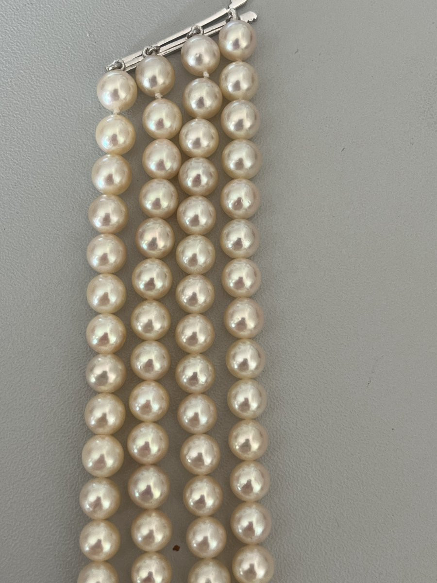 6372- 4 Row Akoya Pearl Bracelet. White Gold Clasp-photo-3