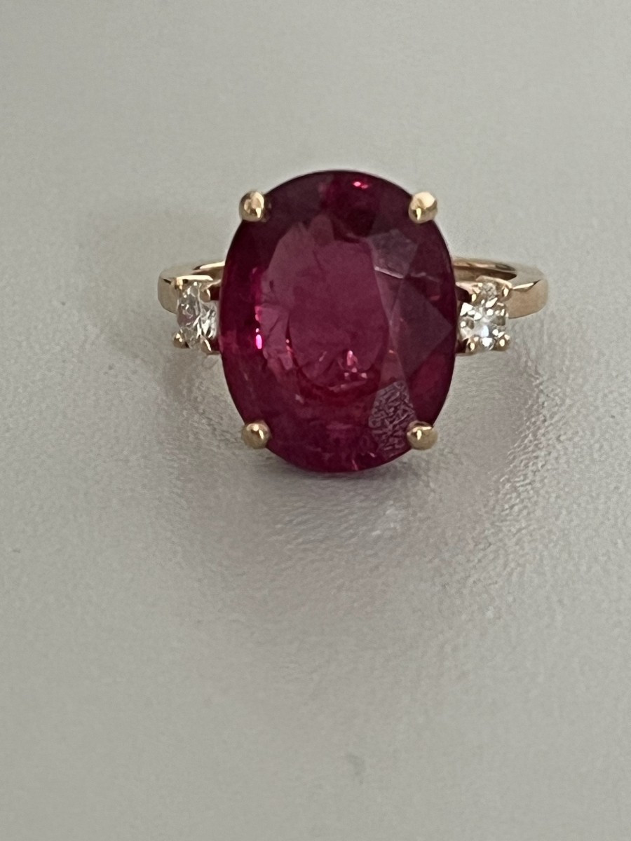 6477- Bague Or Rose Rubellite de 8,00 ct Diamants