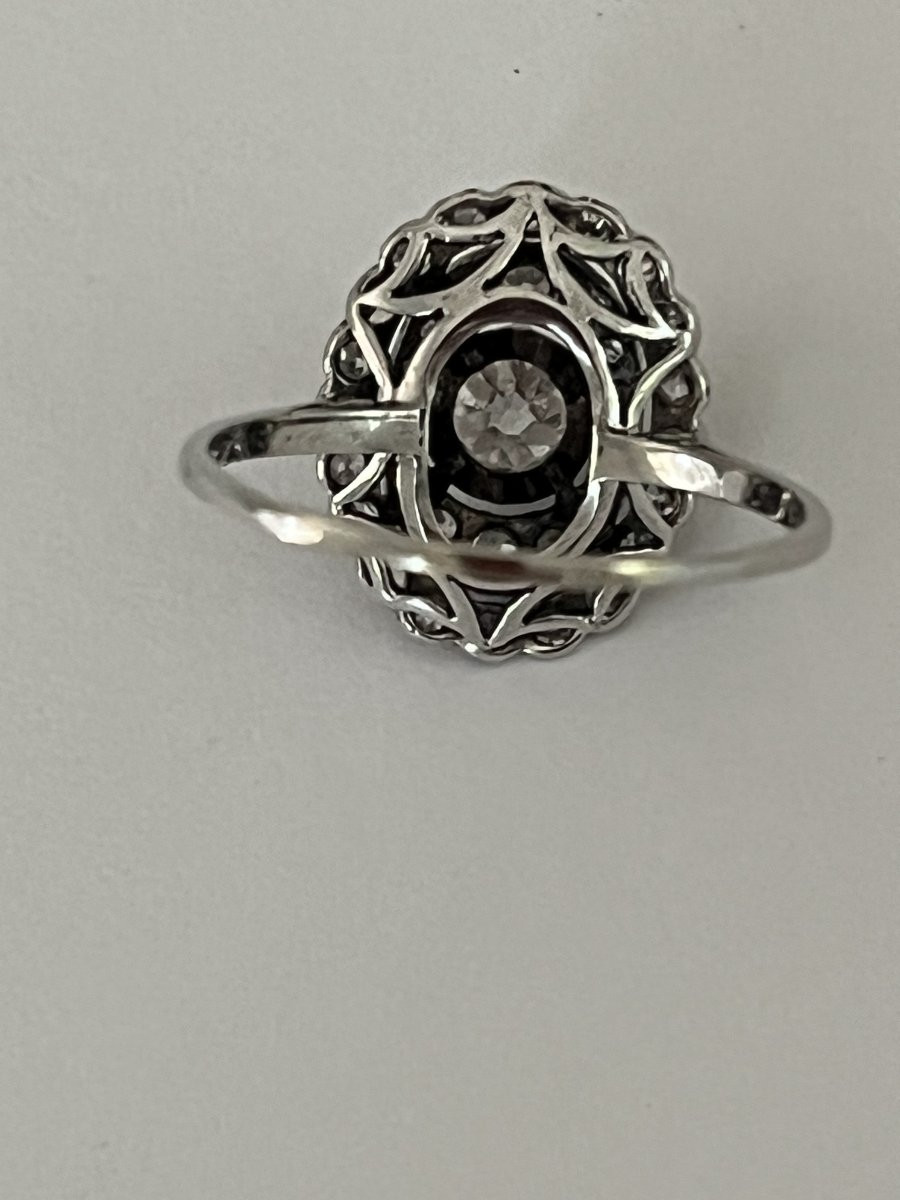 6531- Bague Ancienne Or Gris Diamants-photo-3